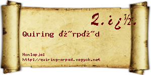 Quiring Árpád névjegykártya